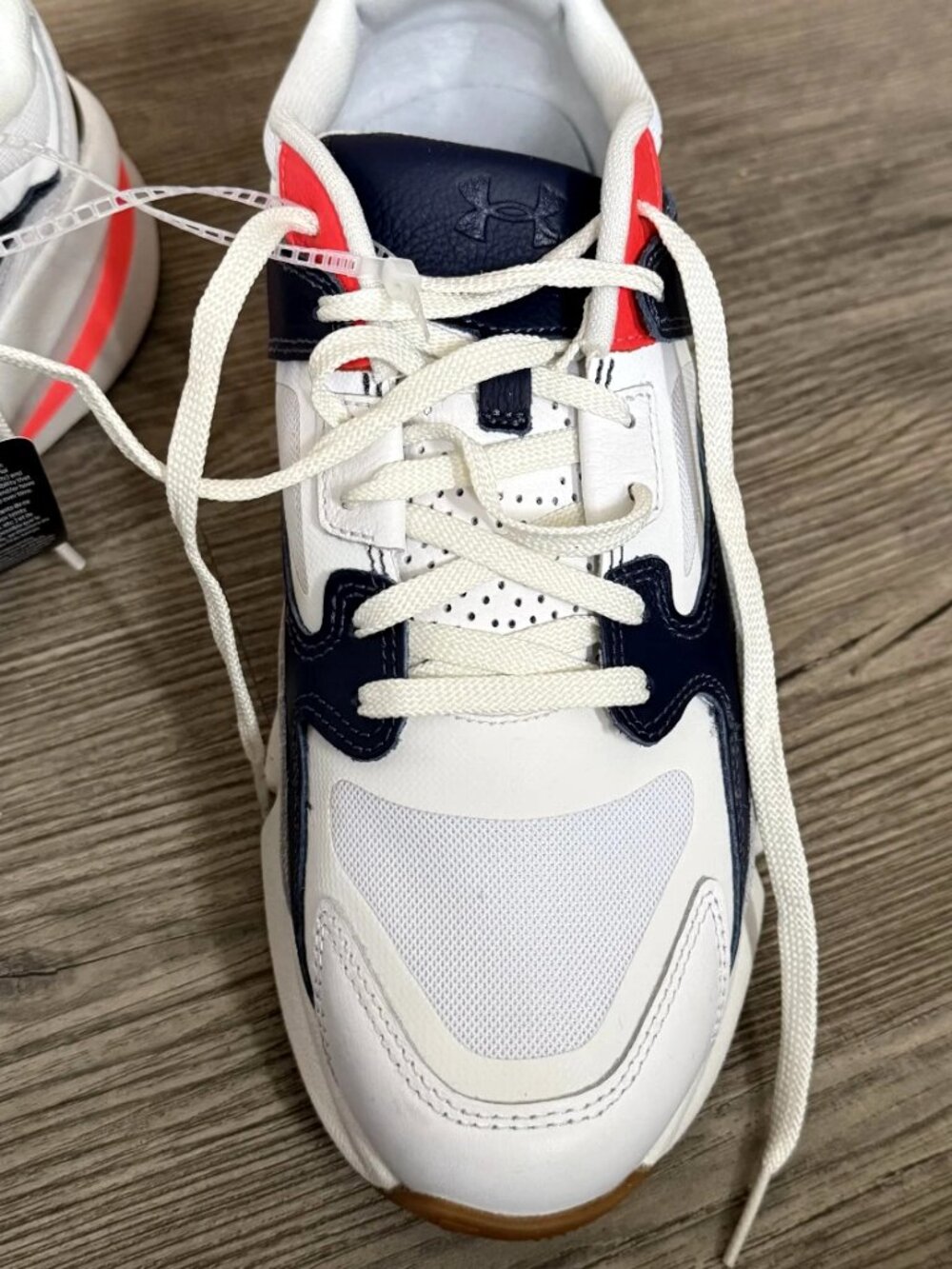 Under Armour Forge 96 Reissue Chunky White Beta Navy Sneakers Men 10.5 Women 12 - Picture 9 of 13